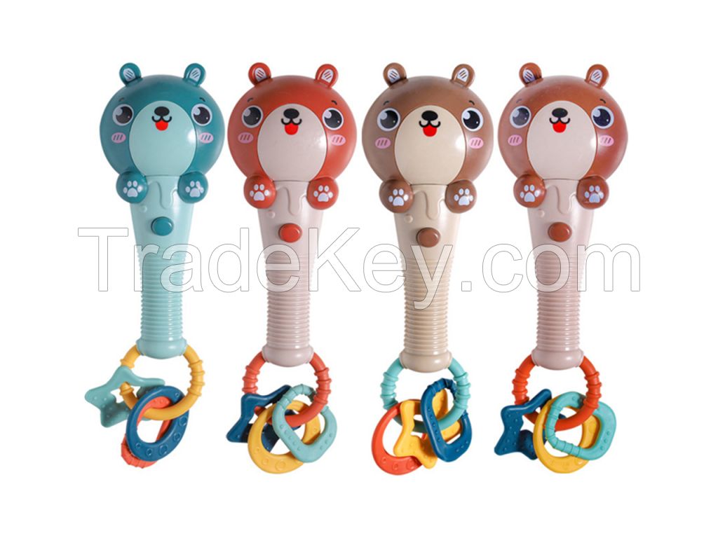 Baby Soothing toy bell Cute Cartoon Bear stick with light music