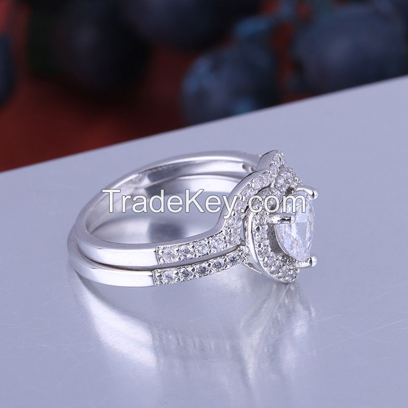 925 sterling silver wedding and engagement rings and bands set