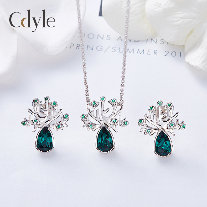rose gold fine jewelry sets tree of life emerald pendant and earrings