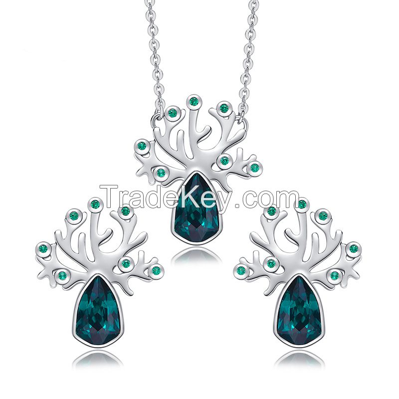 rose gold fine jewelry sets tree of life emerald pendant and earrings
