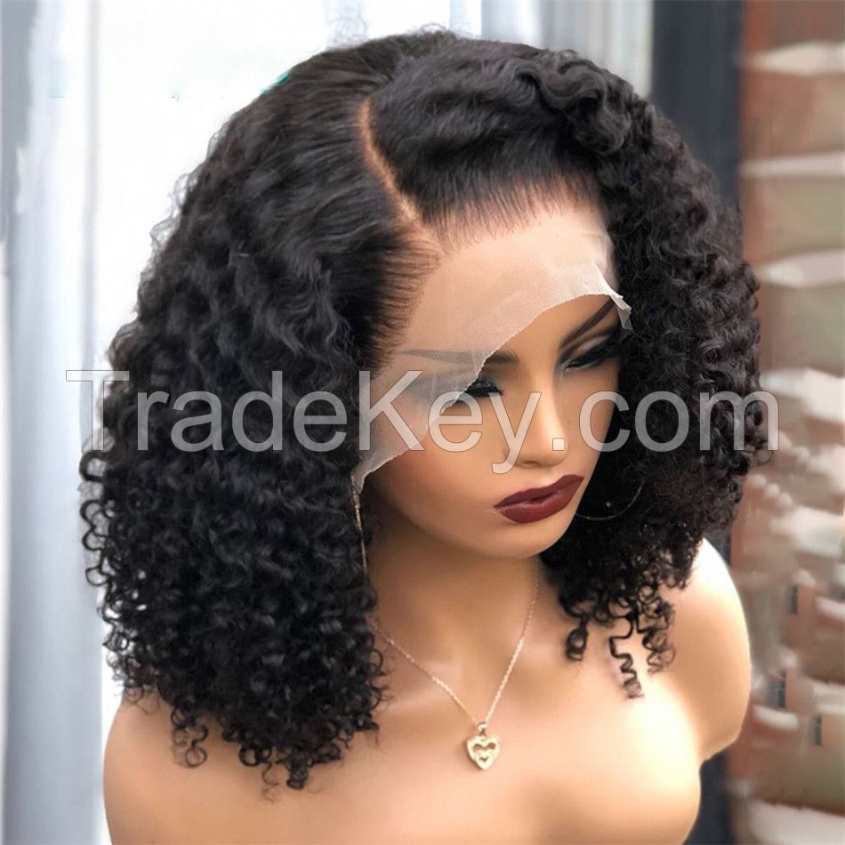 OEM Vendor Full Custom Wig Free Sample Packaging Box Mink Brazilian Virgin Human Cuticle Aligned Hair Lace Front Bob Curly Wig