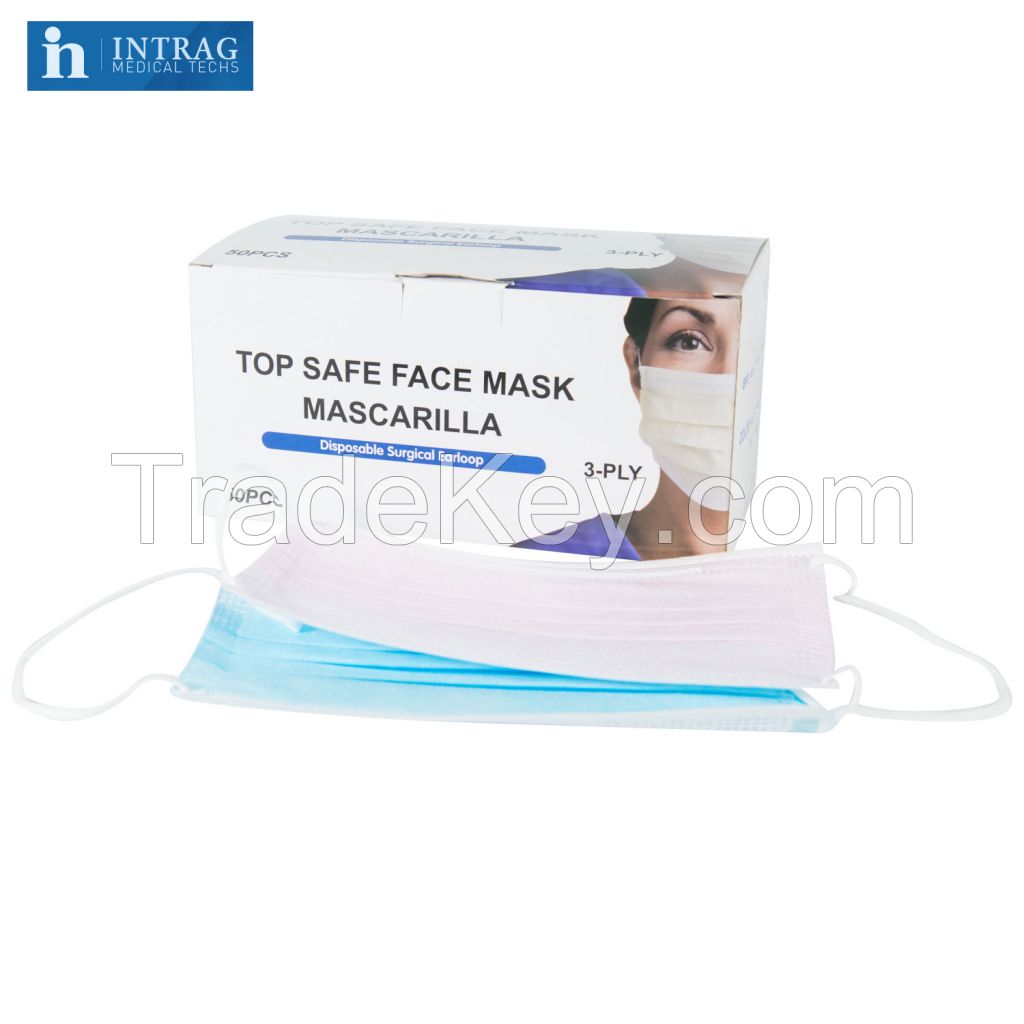 In Stock Disposable Medical Surgical Fabric Face Mask Non Woven Face Mask 3Ply I II IIR Type EN14683 With CE Certificate INTRAG Respirator