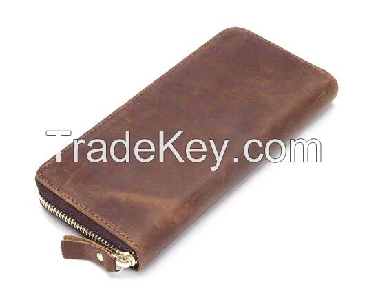 leather men long wallet