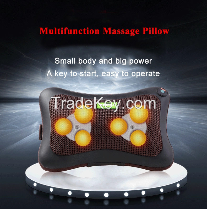 Full body head back neck rolling kneading shiatsu massage pillow DE-A3