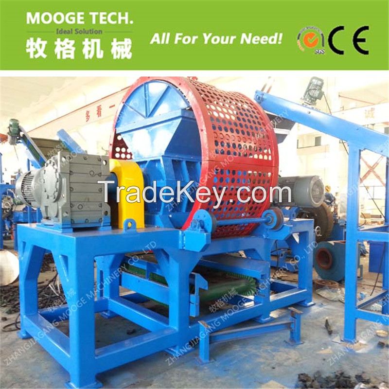 Tire shredder for tire recycling machine 