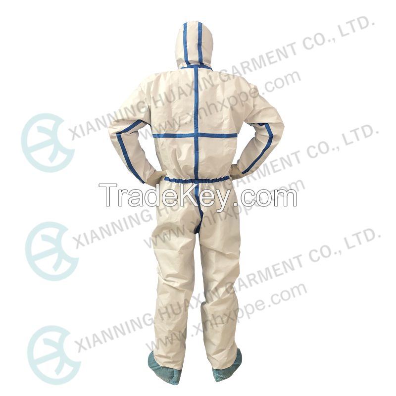 Microporous Nonwoven Coverall with tape HUAXIN-T