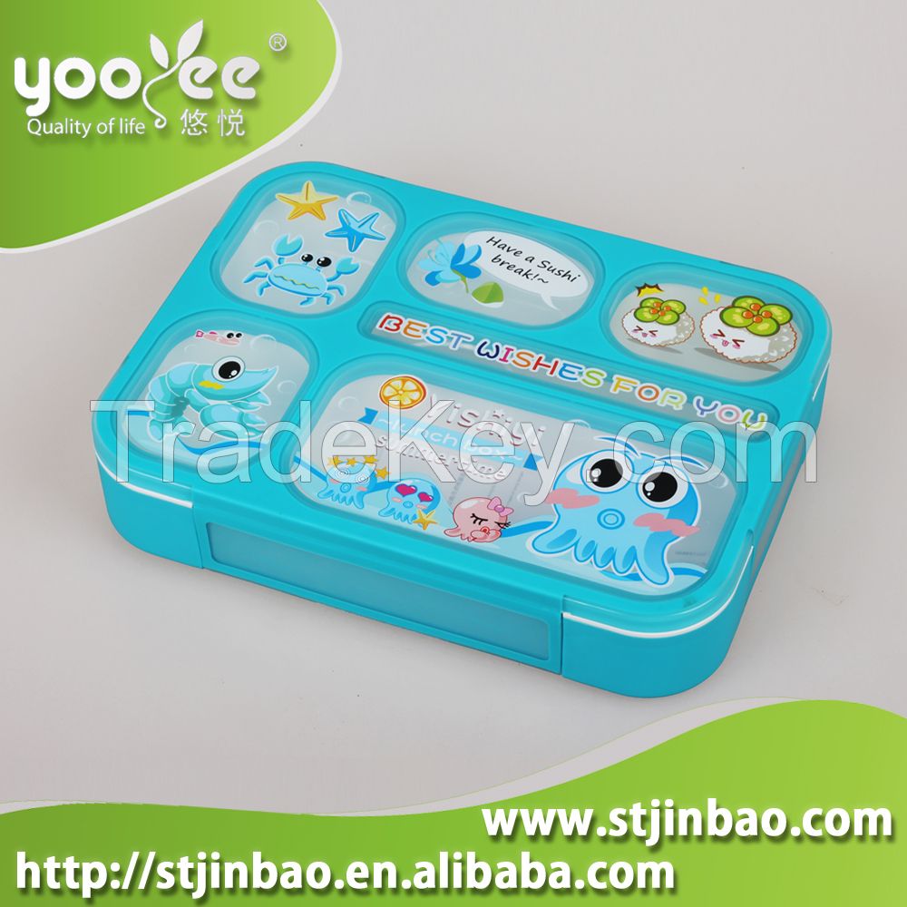 Plastic Leakproof for every 6 Compartments Lunch Bento Box with Spoon