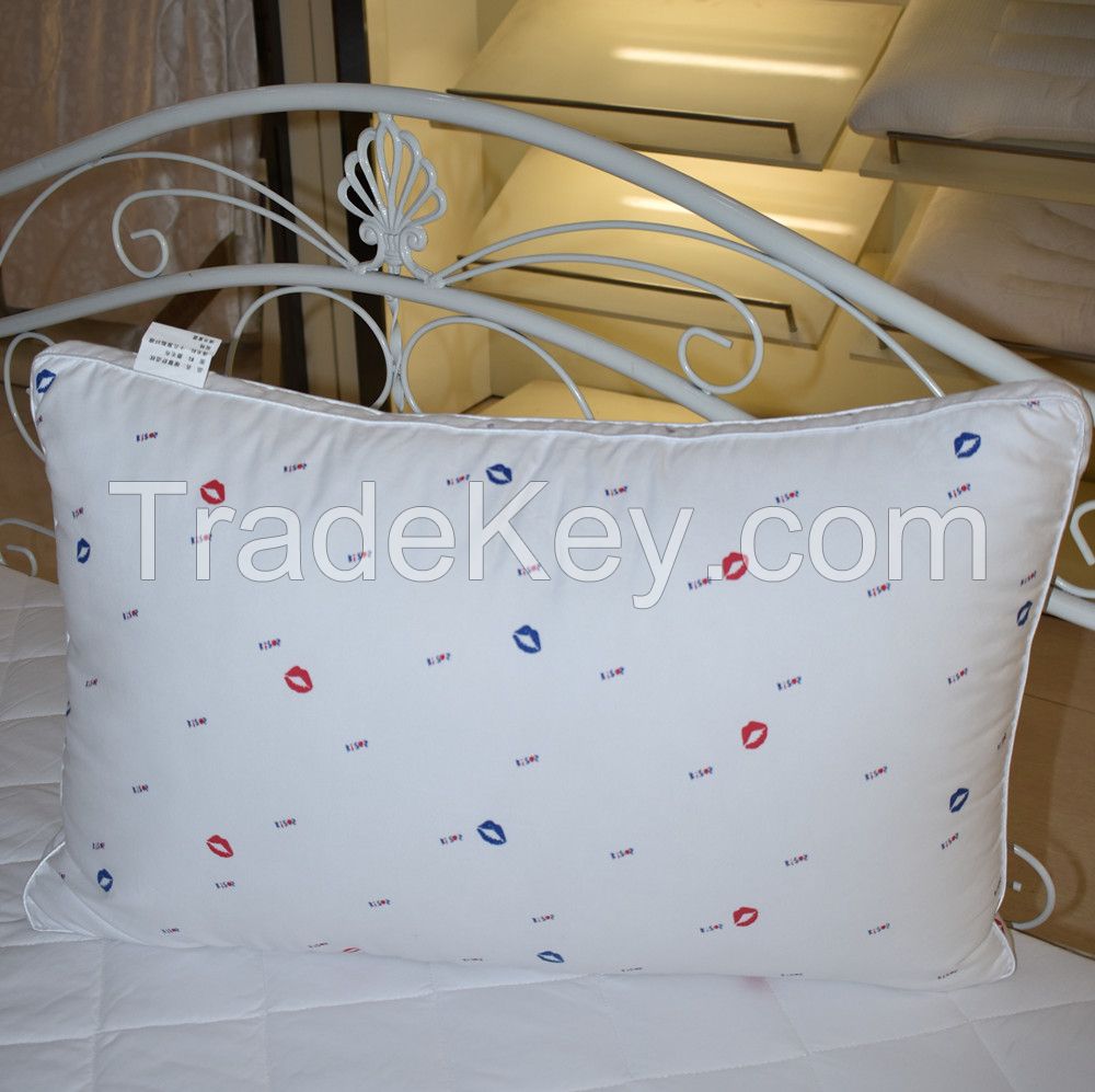cheap price white printing cover hollow fiber pillow