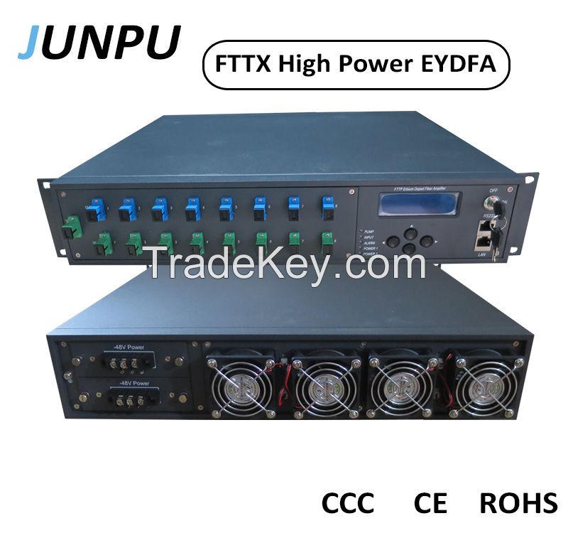 Junpu 16 outputs 22dbm Per Port FTTH High Optical Power Amplifier EYDFA Fiber Optic Amplifier PON EDFA WDM
