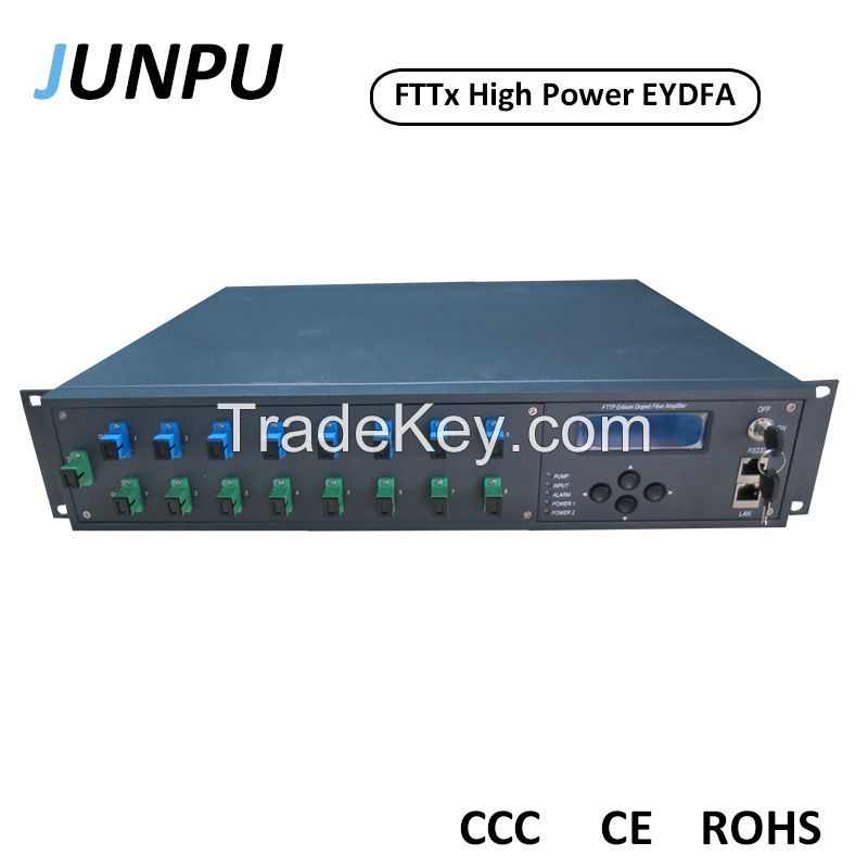 Junpu 16 outputs 22dbm Per Port FTTH High Optical Power Amplifier EYDFA Fiber Optic Amplifier PON EDFA WDM