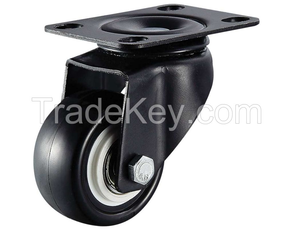 Black PU Caster Wheel For Movable Sofa, Shipping Cart, Mobile Speaker