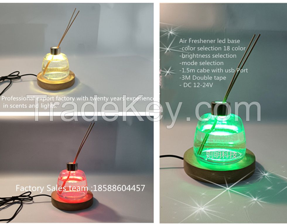 DIA:50mm round multicolor led base with flashing light for crystal perfume air freshener