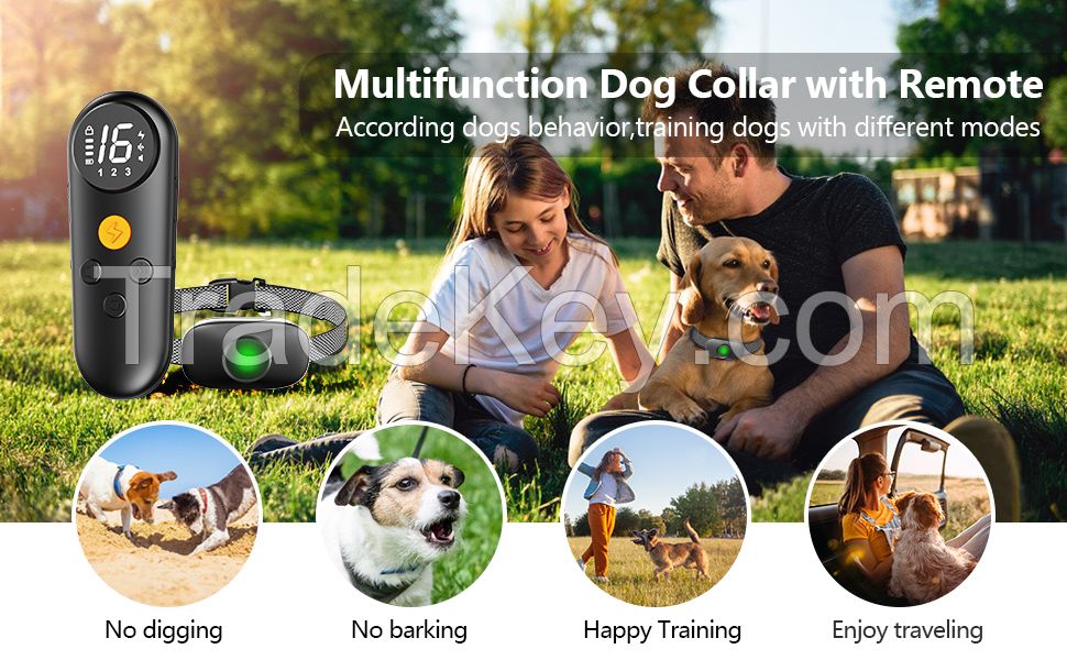 Rechargeable Dog Training Collar with Manual Control 800 Meters Range and Lock Button, Electric Collar with Sound, Vibration