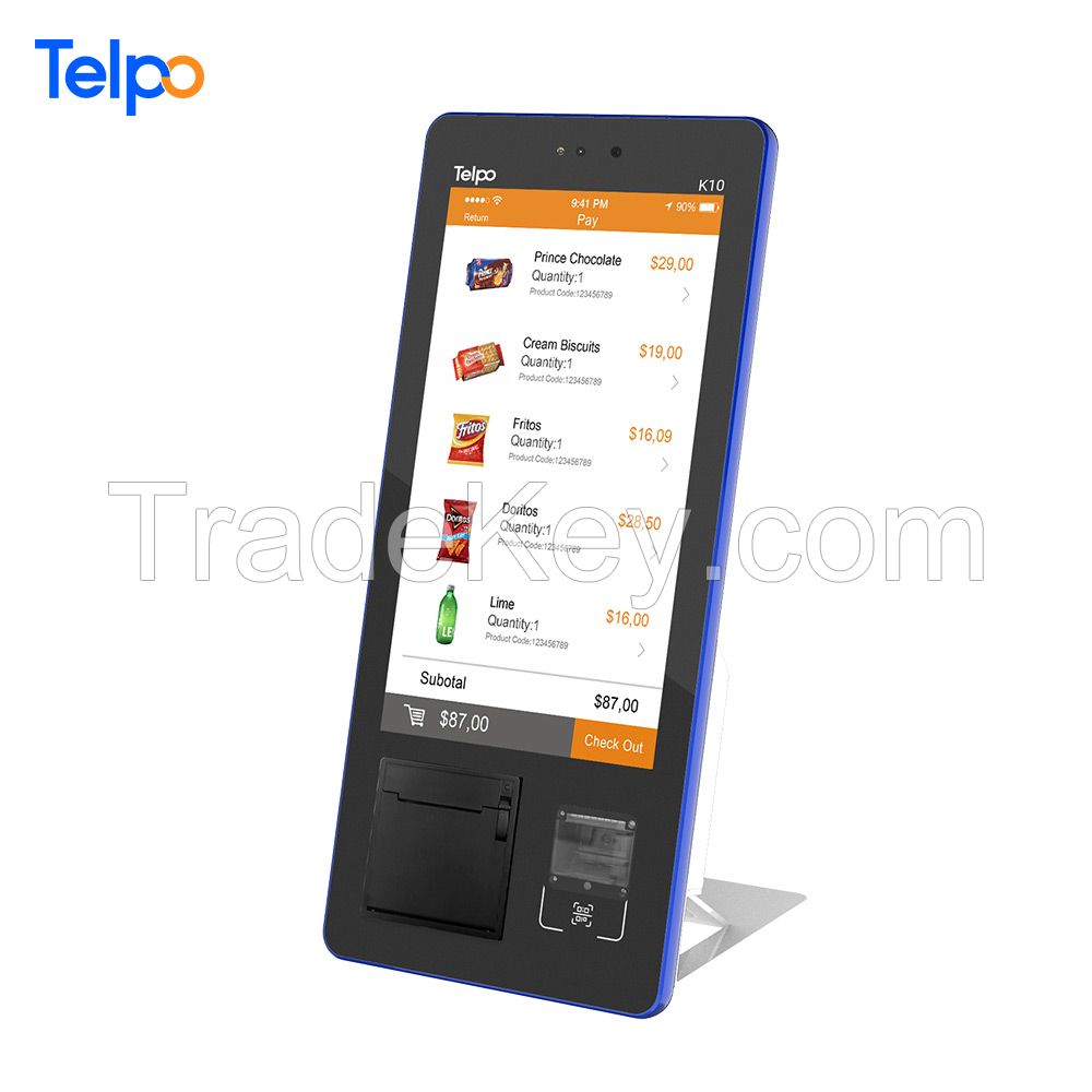 Telpo K10 15.6-inch desktop mini self service food ordering payment kiosks with thermal printer