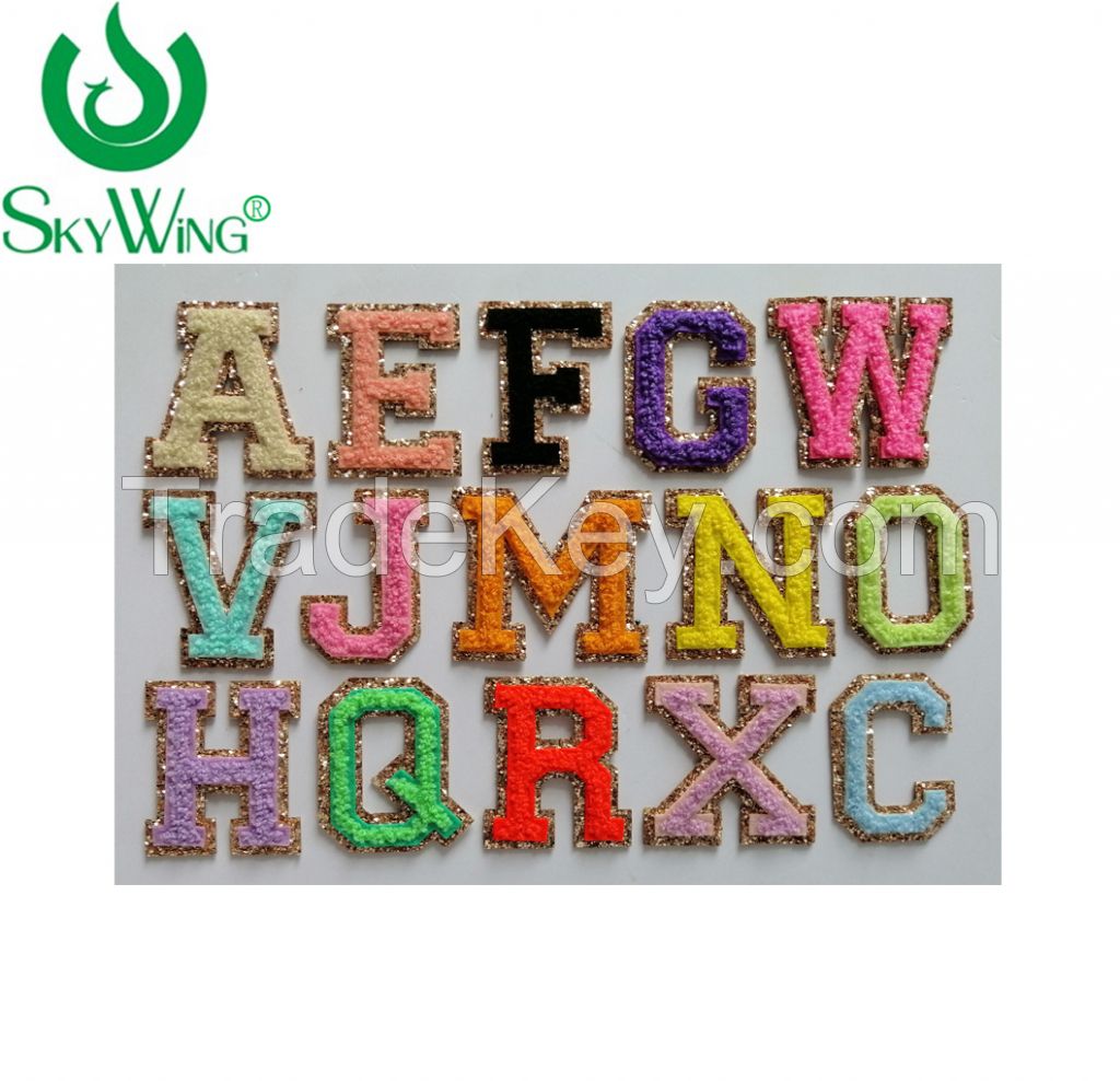Beautiful Chenille embroidered letters patches 