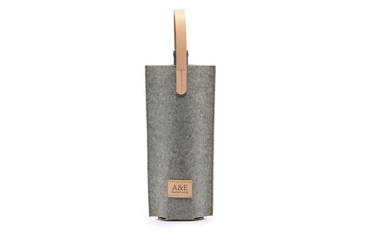 Felt Wine bag Strong and Durable,vegetable-tanned leather trim