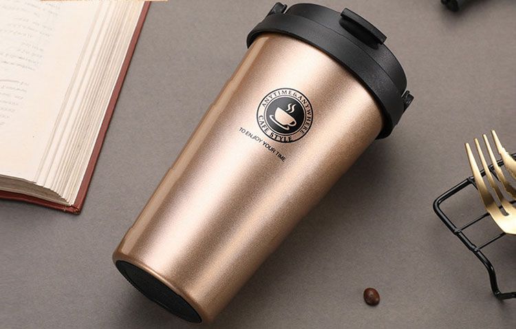 Silicone non-slip bottom,double-layer stainless steel 500ml vacuum coffee cup