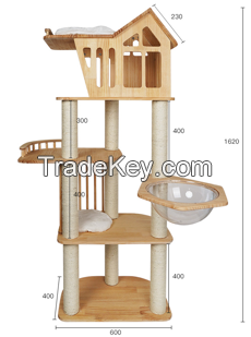 Sky realm solid wood cat climbing frame large