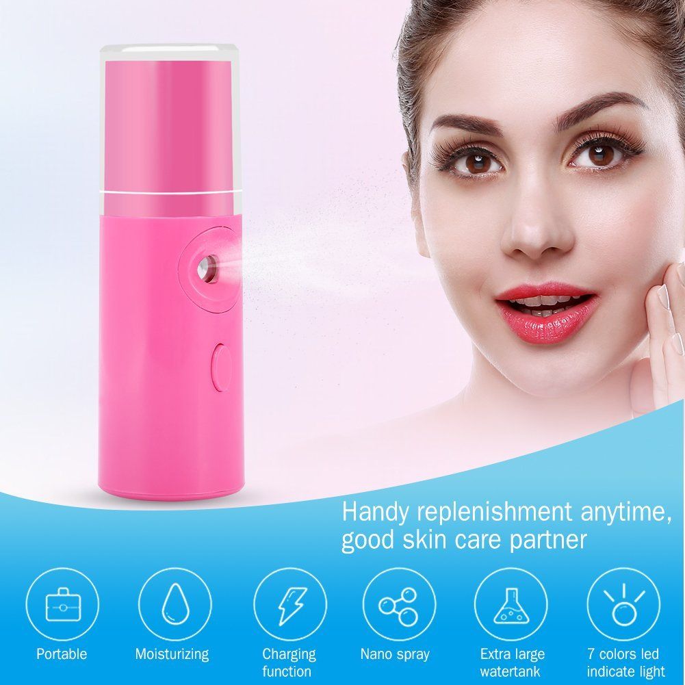 Nano Water Sprayer, 20ml Capacity Mist Facial Mister Sprayer USB Rechargeable Mini Beauty Moisturizing Atomizer Beauty Instrument