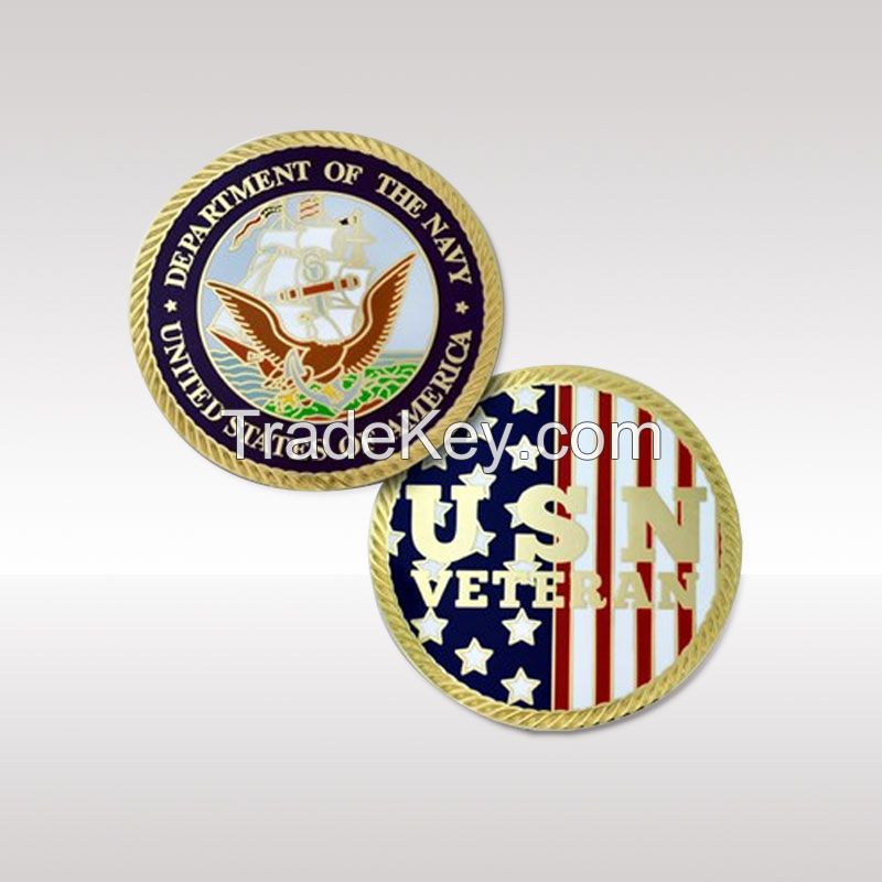 China Wholesale Custom Metal Art Craft 3D Logo Epoxy Gold Coins Laser Marking Name Tag Chile Navy Military Honor Souvenir Challenge Coins