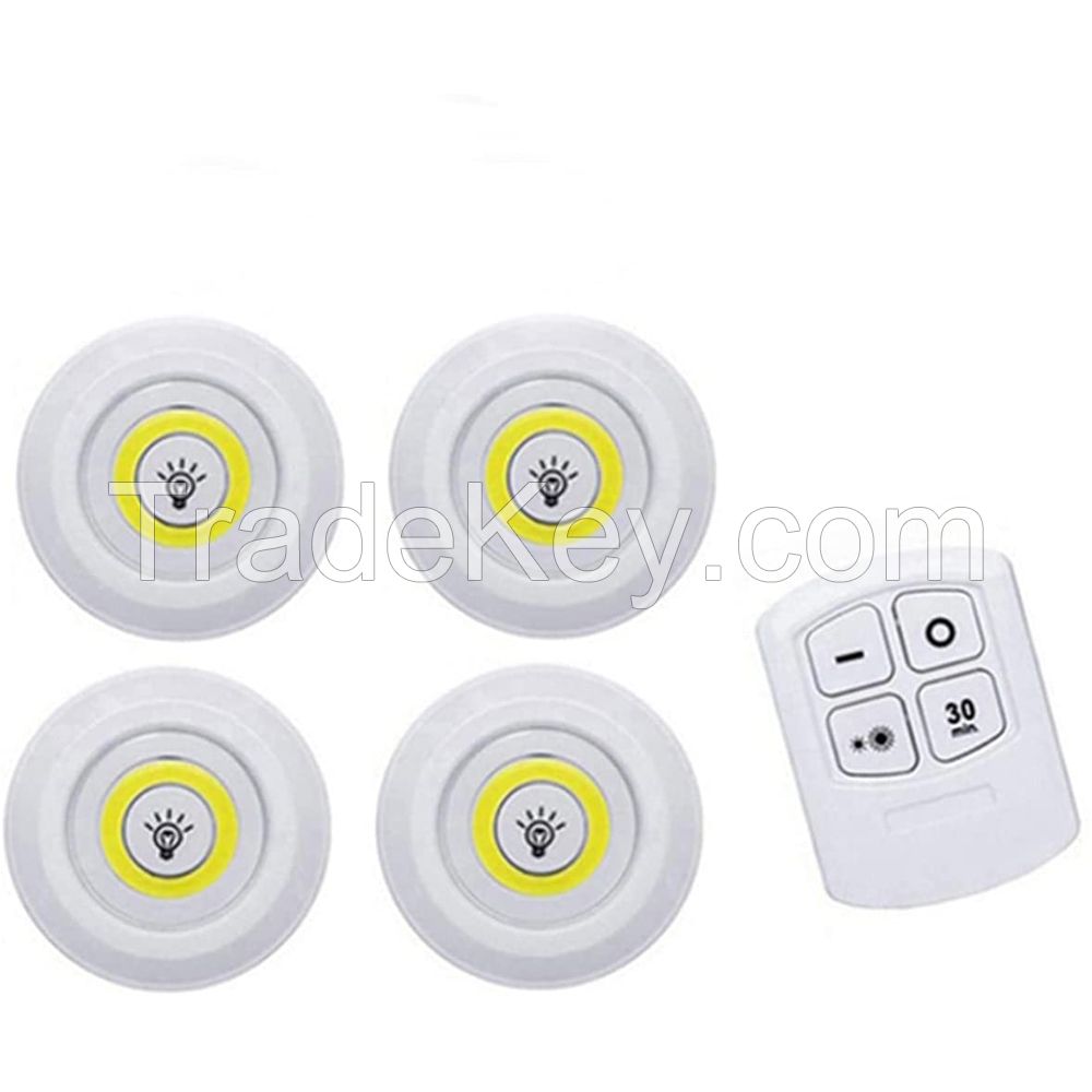 3 Pack COB Battery-powered Wireless Night Stick Tap Touch Lamp Stick-on Push Light for Closets Cabinets Counters