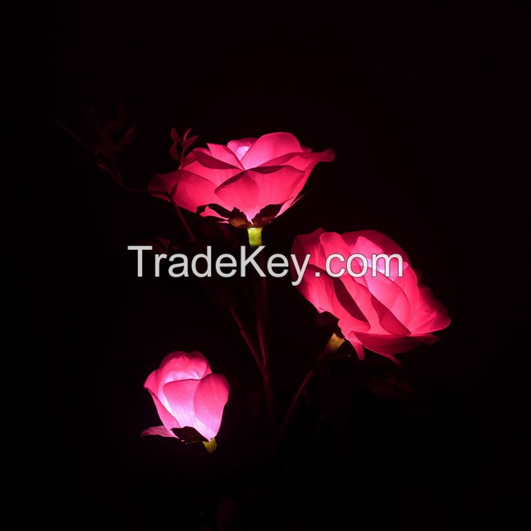 Outdoor Solar Rose Lights Flower for Garden Yard Pathway Decoration