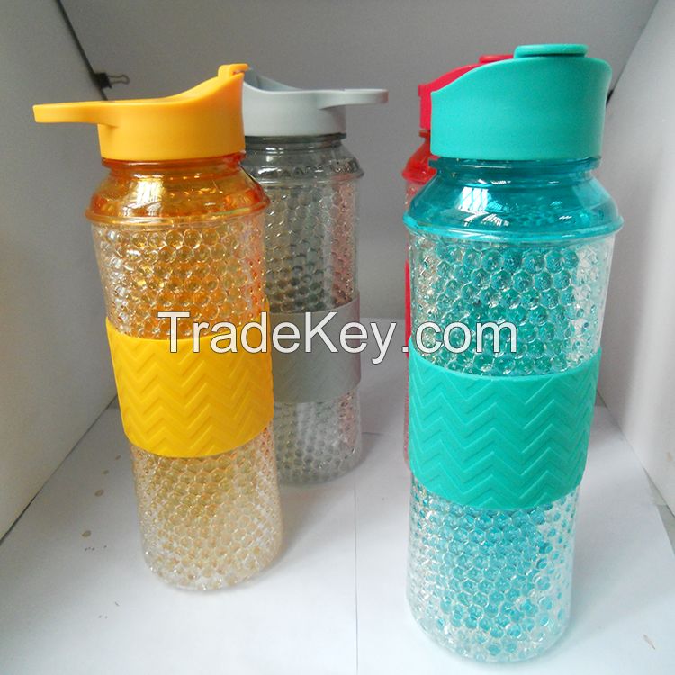 wholesale double wall plastic ice bottle tritan gel drinking shaker water bottle