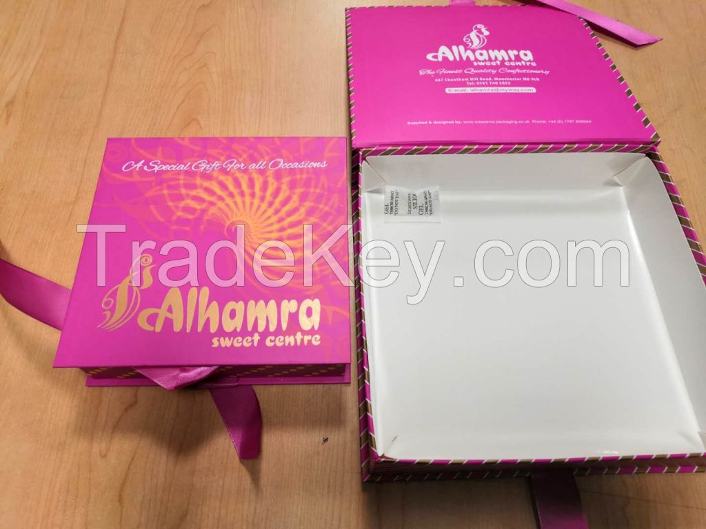 2020 new design cookie package box with ribbon ,foil customized LOGO acceptable