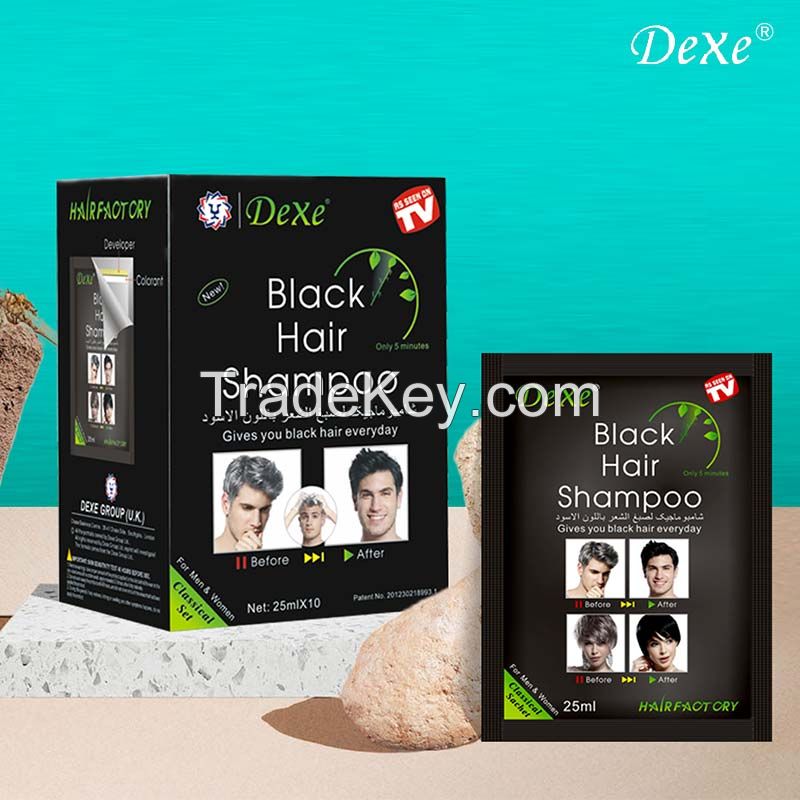 Hot top sale most Dexe black hair dye shampoo private label OEM