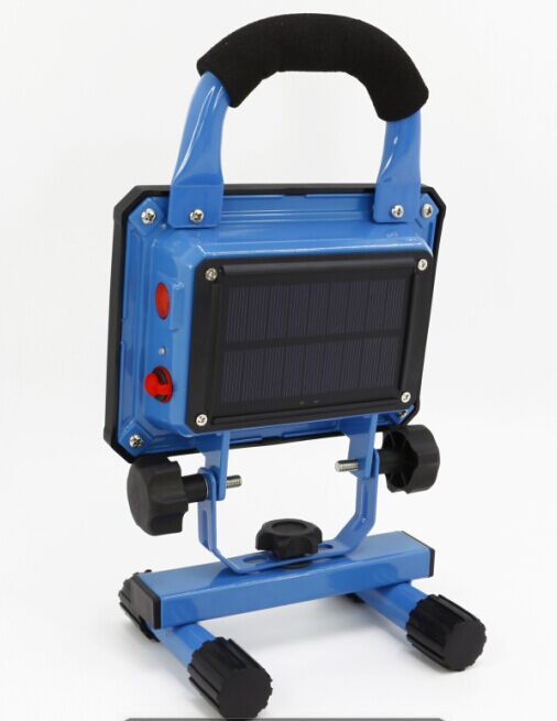 portable LED work light with solar panel on the back