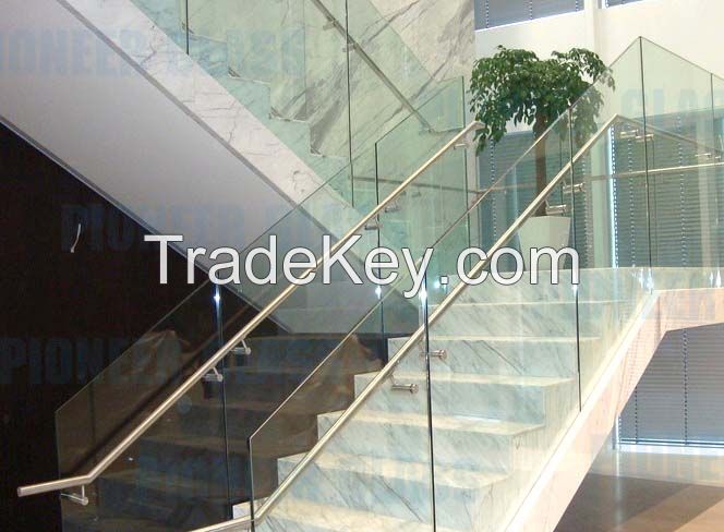 Stair railing glass