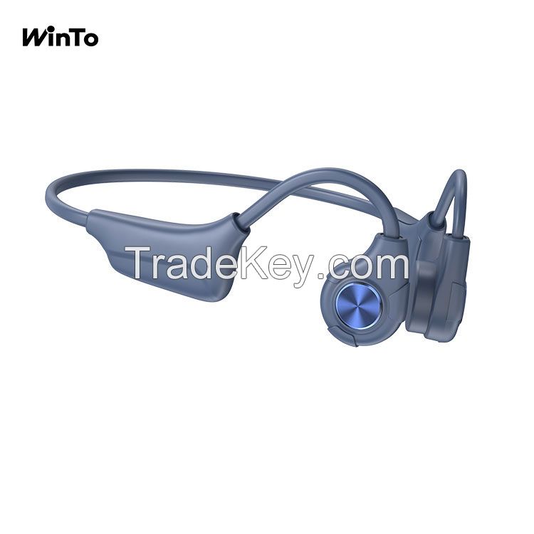 Winto 2022 New Arrival IPX7 Waterproof Bone conduction headphones with Open Ear design, for Jogging, Cycling, Education, Sports. etc