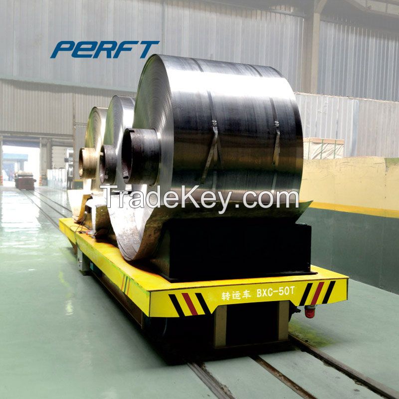 10 Ton Heavy Duty Steel Coil Battery Powered Material Handling Rail Electric Coil Transfer Cart Supplier