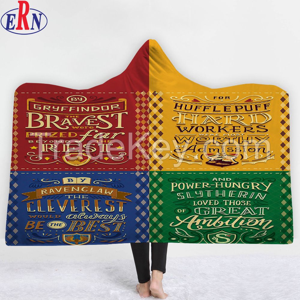 3D Hoodie Blanket Coral Fleece Hooded Blanket Winter Warm Travel Airplane Sofa Bed Throw Blankets