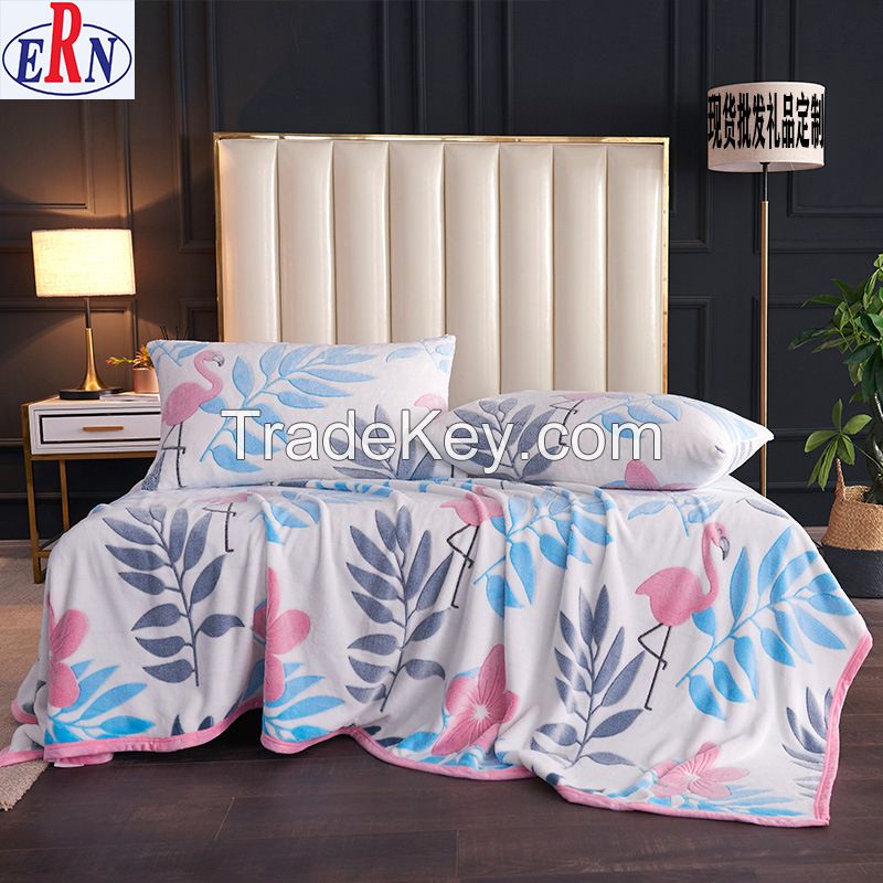 Coral Fleece Blanket Winter Sheet Bedspread Sofa Plaid Throw High Density Super Soft Flannel Blanket