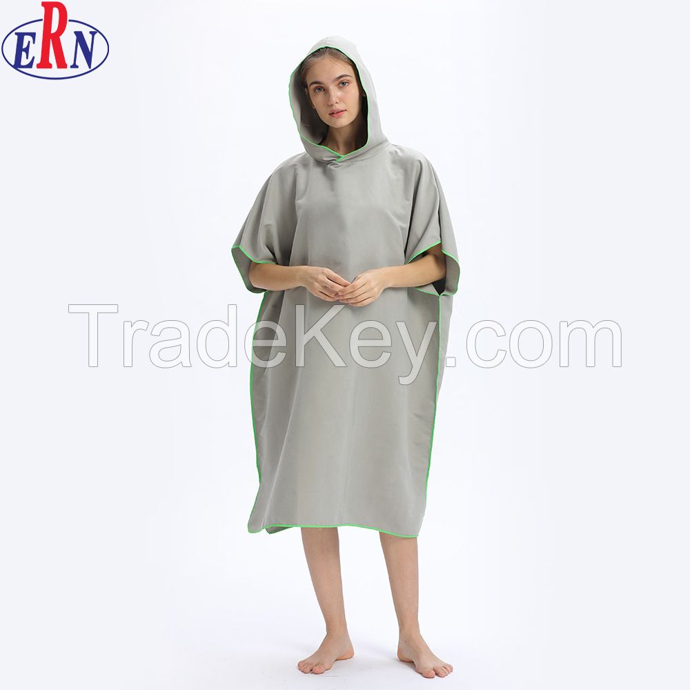 Microfiber Wetsuit Changing Robe Poncho with Hood, Quick Dry Hooded Towels Surf Poncho Beach Towels