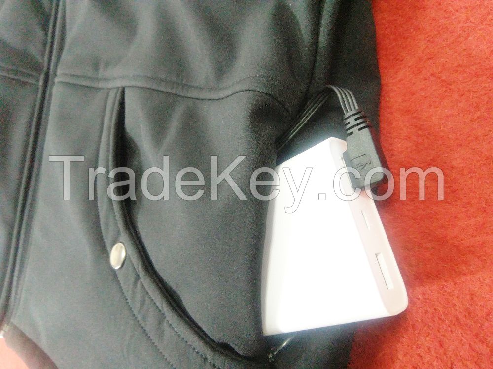 Winter Waterproof 5V Rechargeable Battery Softshell Heated Jacket Electric Battery Powered Heated Jacket