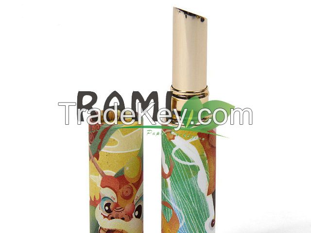 Rami Bio-degradable OEM white cardboard CMYK printing hot foil box cosmetic packaging lipstick paper tube 
