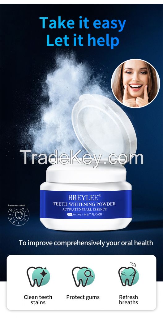 BREYLEE Teeth Whitening Powder Toothpaste Dental Tools White Teeth Cleaning Oral Hygiene Toothbrush Gel Remove Plaque Stains 30g