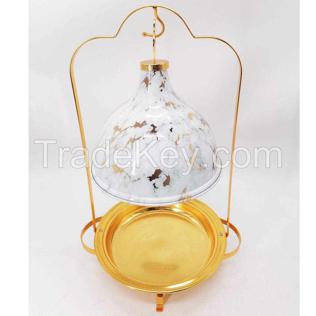gold metal plate dessert plate set cake tray with hang cover