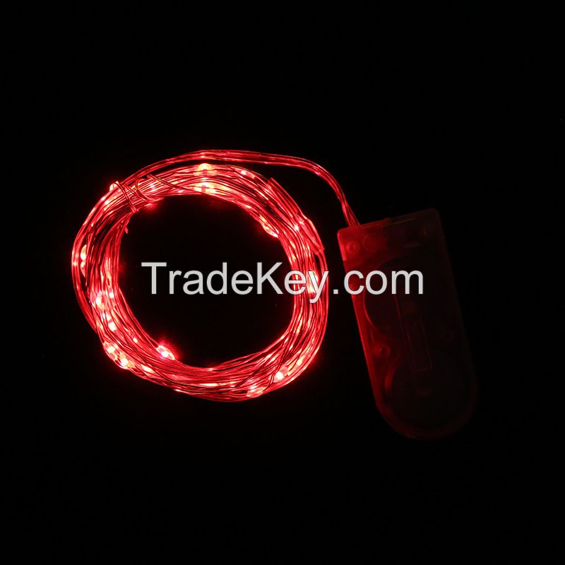 LED Light String Copper Wire Lamp CR2032 Button Battery Box Copper Wire Christmas Lights Outdoor Garden Decorative Lights String 