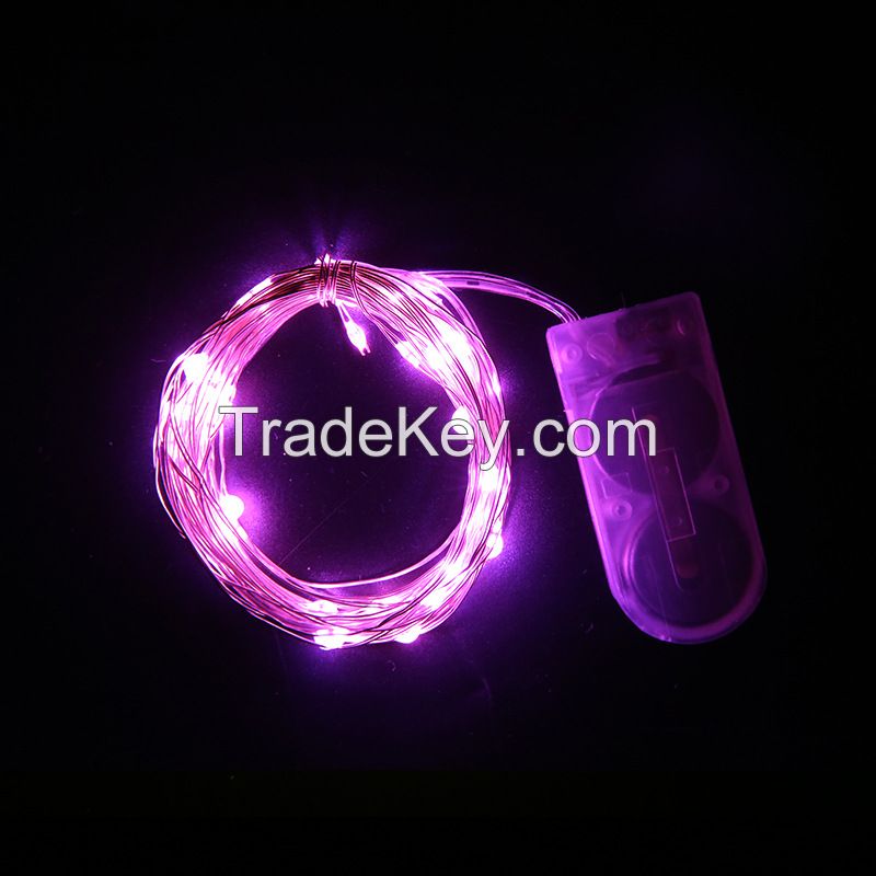 LED Light String Copper Wire Lamp CR2032 Button Battery Box Copper Wire Christmas Lights Outdoor Garden Decorative Lights String 