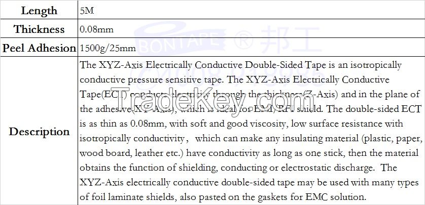 XYZ-Axis Electrically Conductive Double-Sided Tape EMI RFI Shielding Adhesive Tapes Omnidirectional Conduction Electrical Films