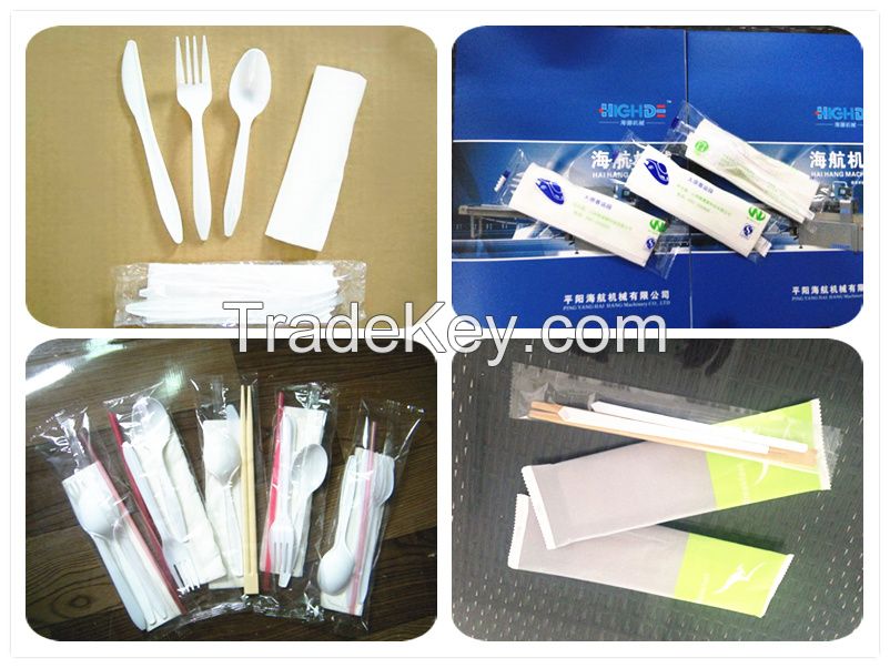 Disposable Tableware Set Napkin Salt Pepper Spoon Fork Knife Automatic Filling Packing Machine