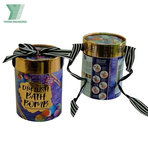 China Suppliers Wholesale DIY Bath Bomb Packaging Round Cardboard Box Customized Handmade Soap Packaging Paper Tube with Ribbon Bow