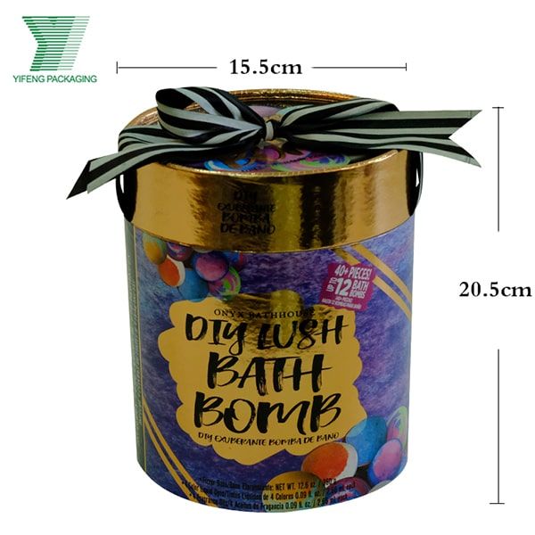 China Suppliers Wholesale DIY Bath Bomb Packaging Round Cardboard Box Customized Handmade Soap Packaging Paper Tube with Ribbon Bow