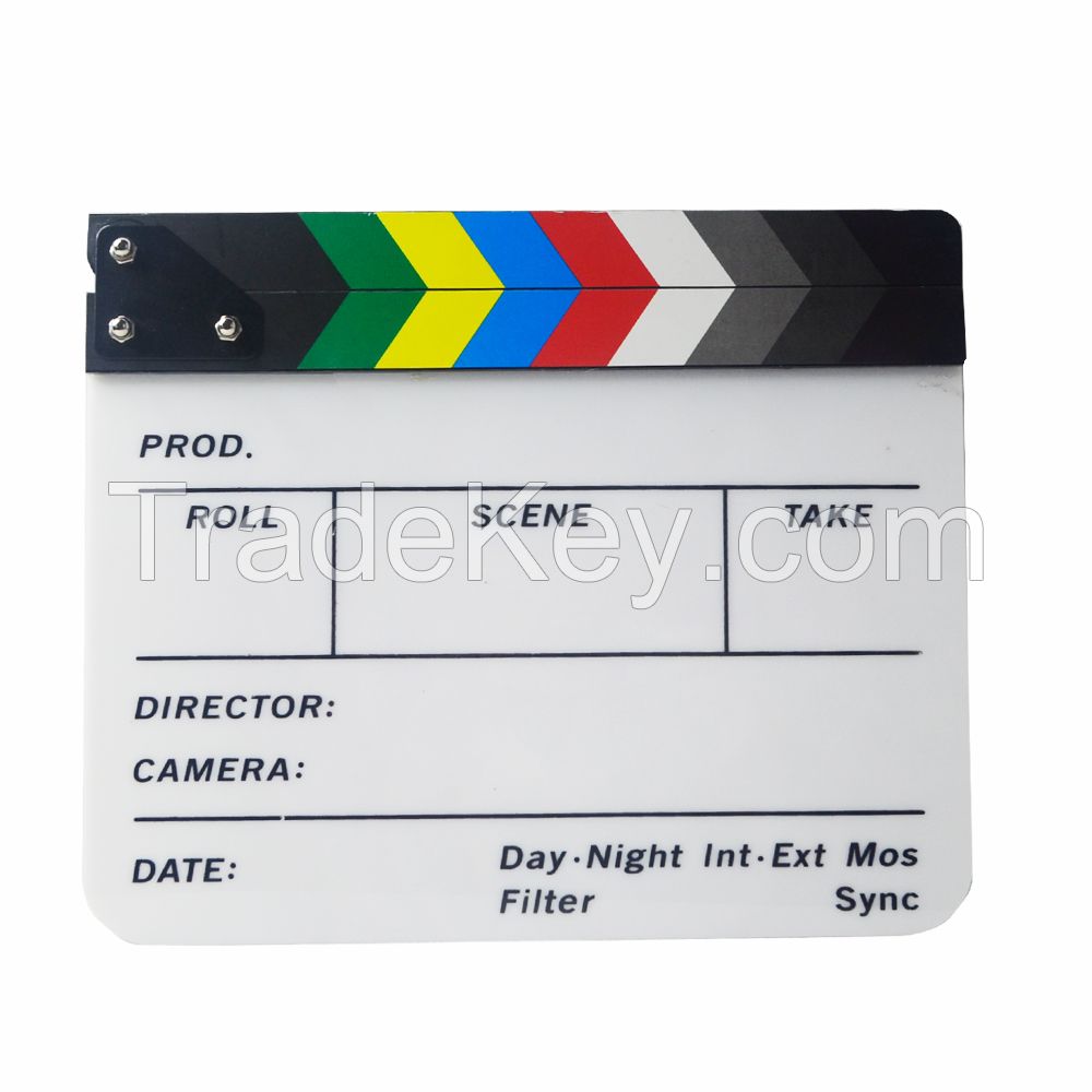 Film ClapperBoard Acrylic Clapboard Dry Erase TV Movie Director Cut Action Scene Slate Clap With Marker Pen Eraser