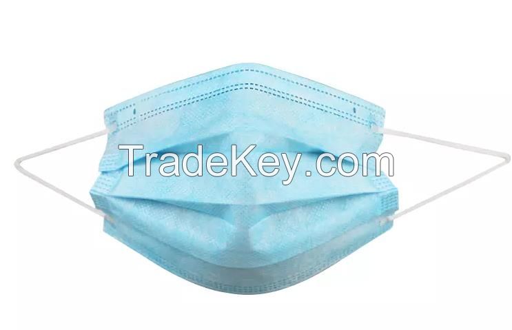 Disposable nonwoven face mask blue white mask 3ply masks