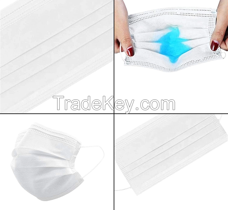 Disposable nonwoven face mask blue white mask 3ply masks