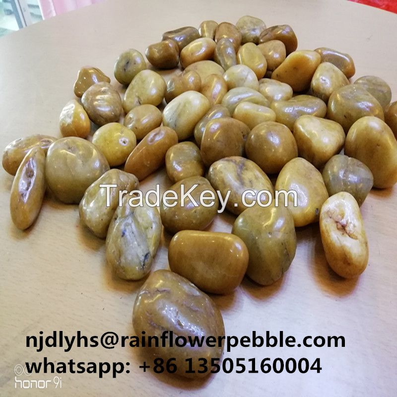 China Yellow Pebble Stone Tile Colored River Stone For Landscaping